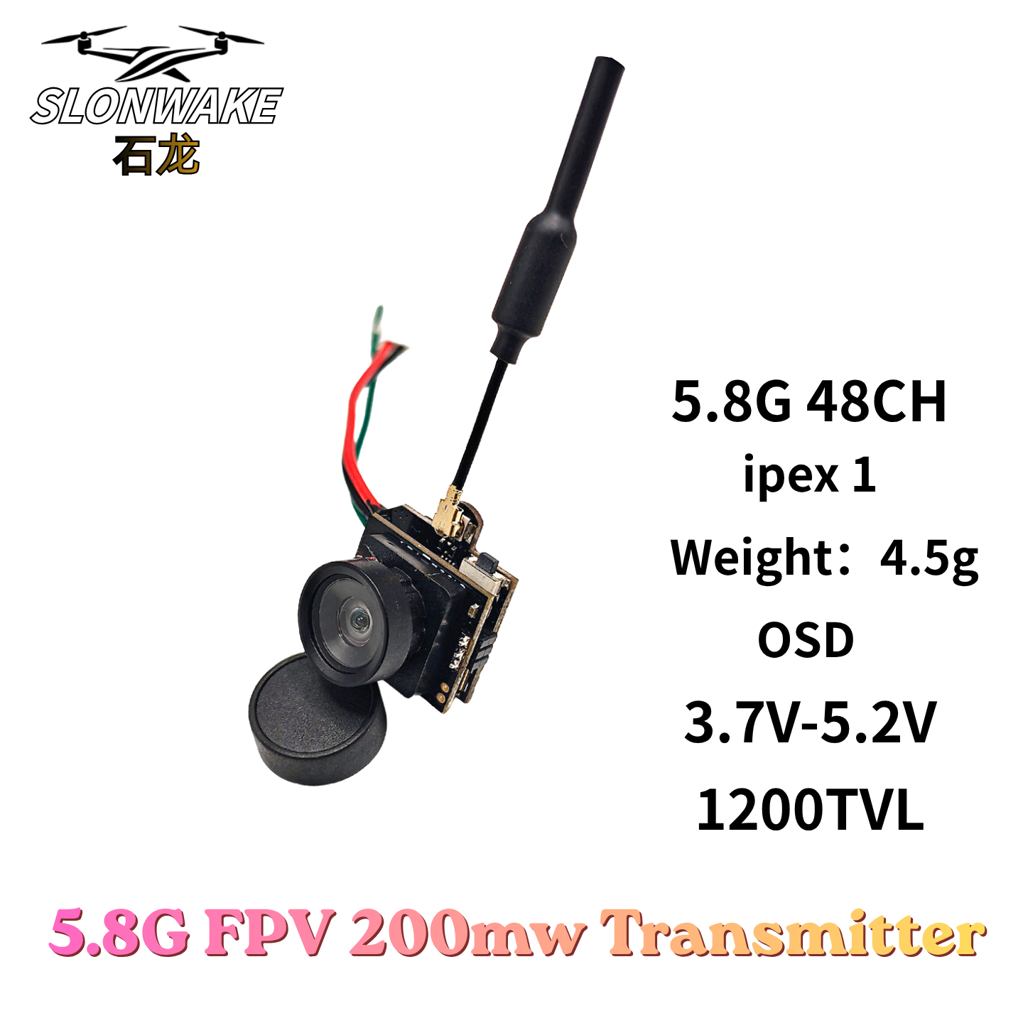 Drone Frame - สลอนเวค 5.8G 48CH 200mW FPV DC3.7v-5v